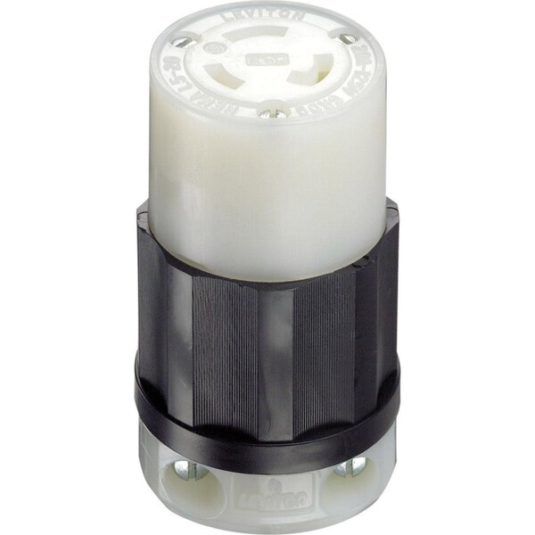Leviton Locking Connector, L5-20R, 20 A, 125V AC, Single Phase, 2 Pole, Screw Terminals, Black, White 02313-000 - main